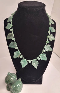 Carved Jade Leaf Necklace