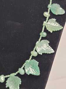 Carved Jade Leaf Necklace