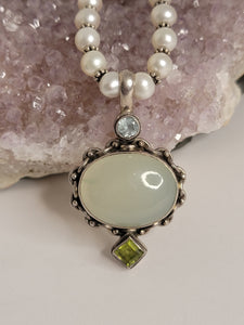 Genuine Pearl with Gemstone Necklace