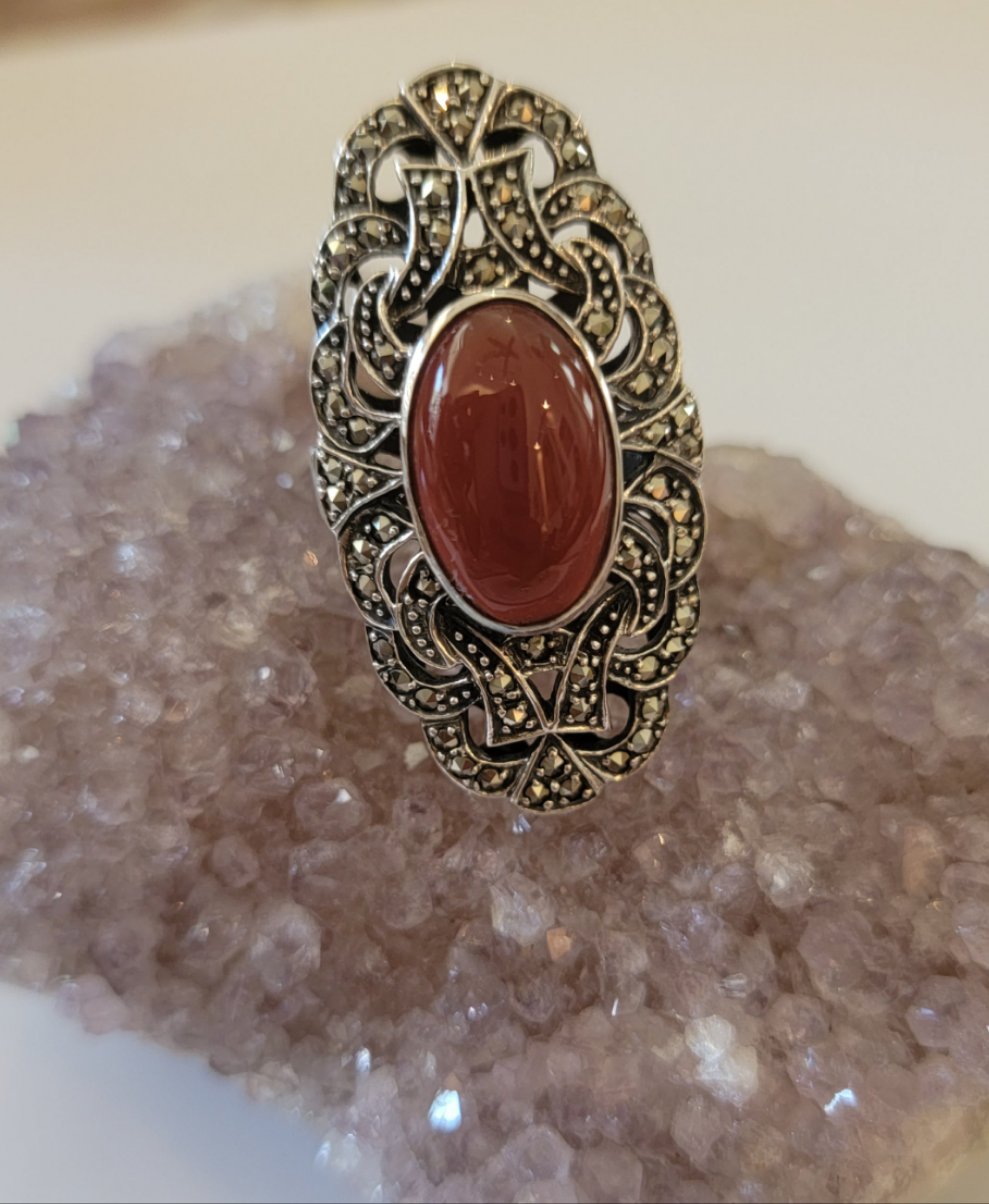 Huge Art Deco Carnelian Ring