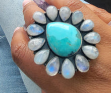 Load image into Gallery viewer, Huge Turquoise and Moonstone Ring
