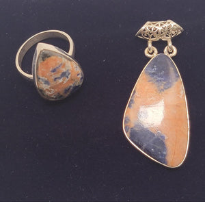 Orange Sodalite Stone Set