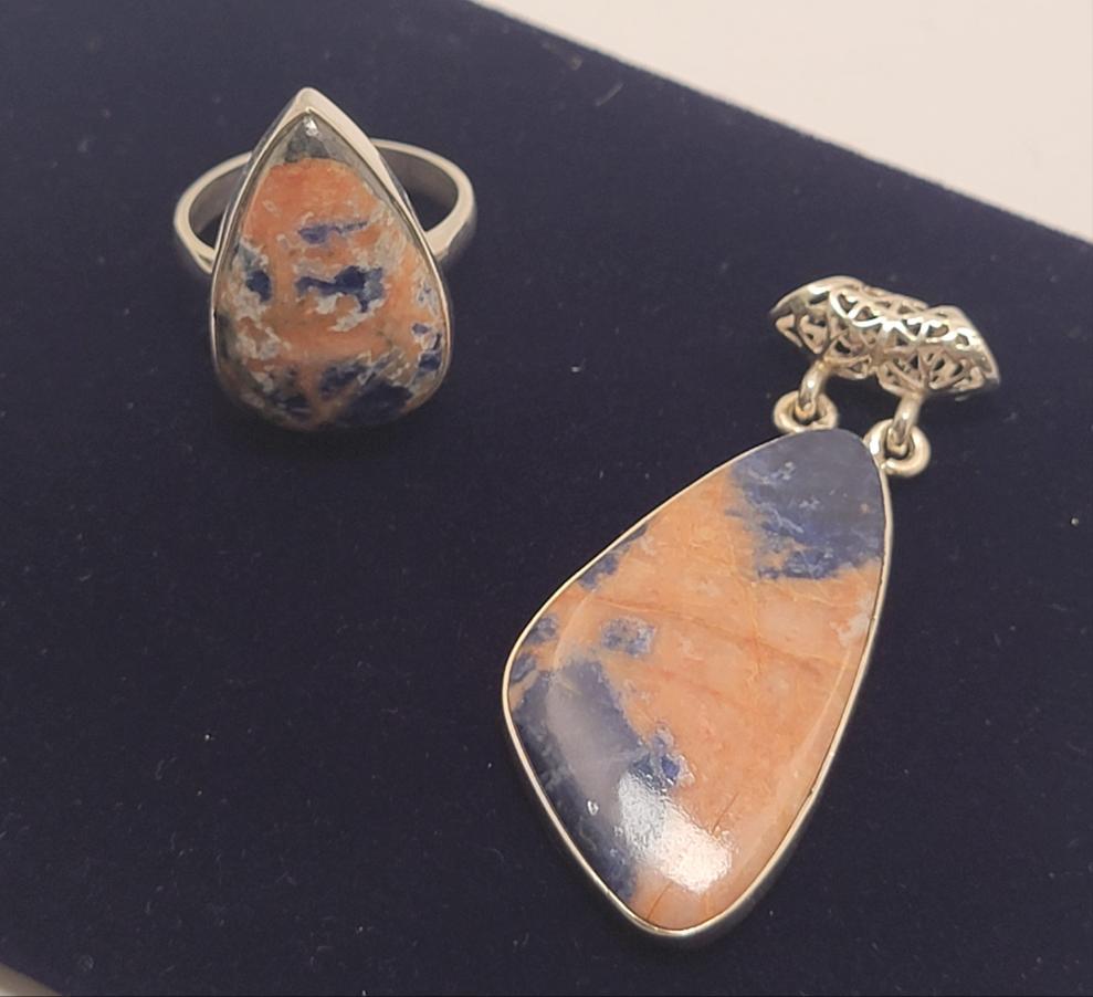 Orange Sodalite Stone Set