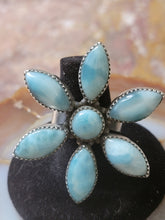 Load image into Gallery viewer, Larimar Flower Ring
