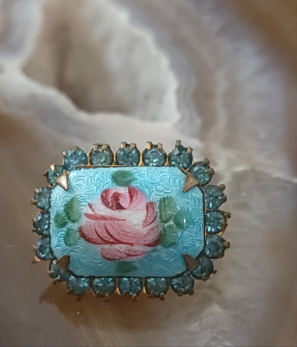 Vintage Enamel and Rhinestone brooch