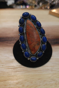 Lapis and Coral Sterling Ring