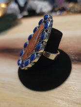 Load image into Gallery viewer, Lapis and Coral Sterling Ring
