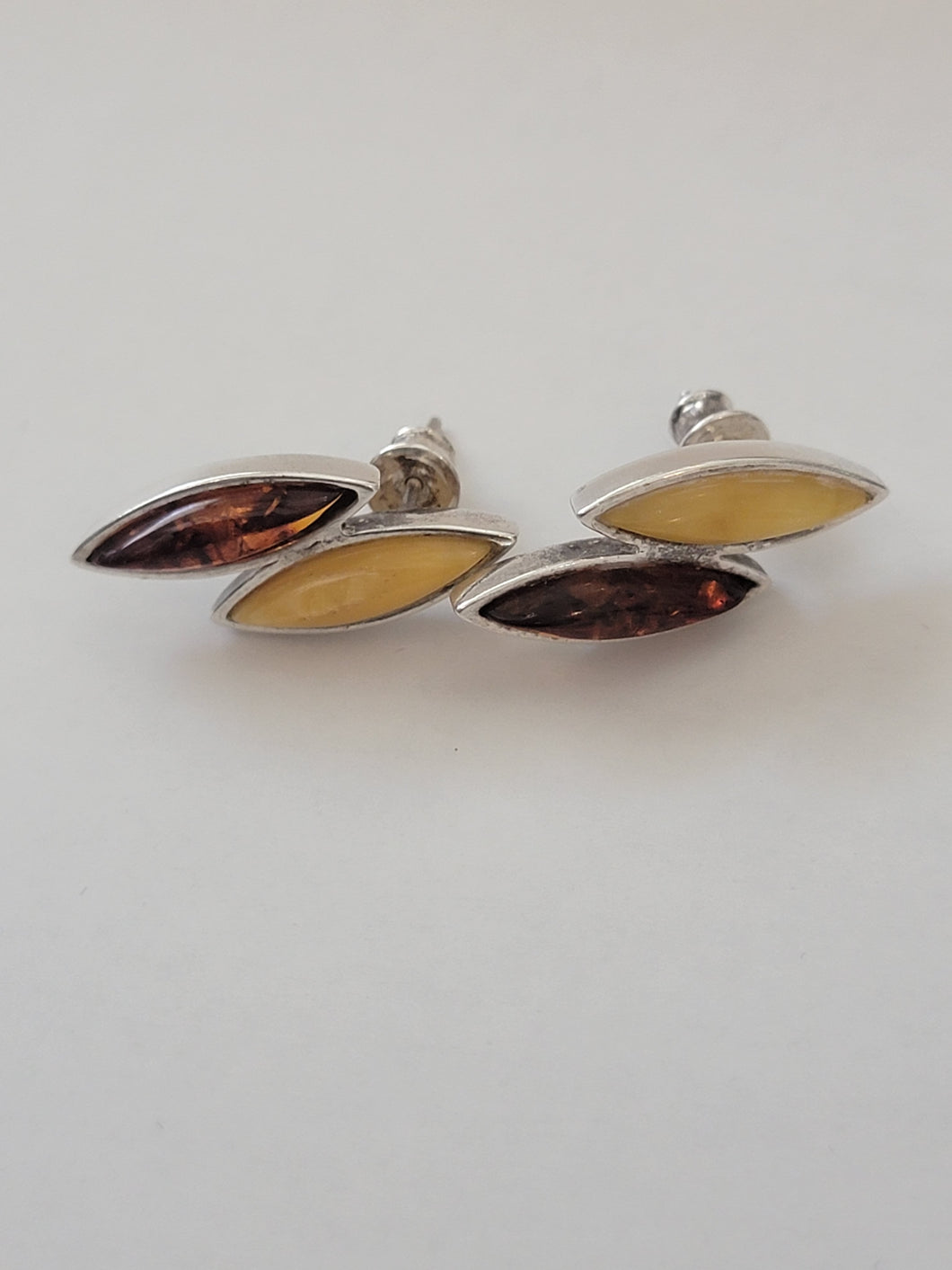 Two Amber Sterling Earrings