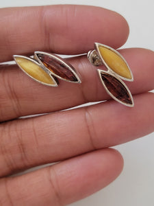 Two Amber Sterling Earrings