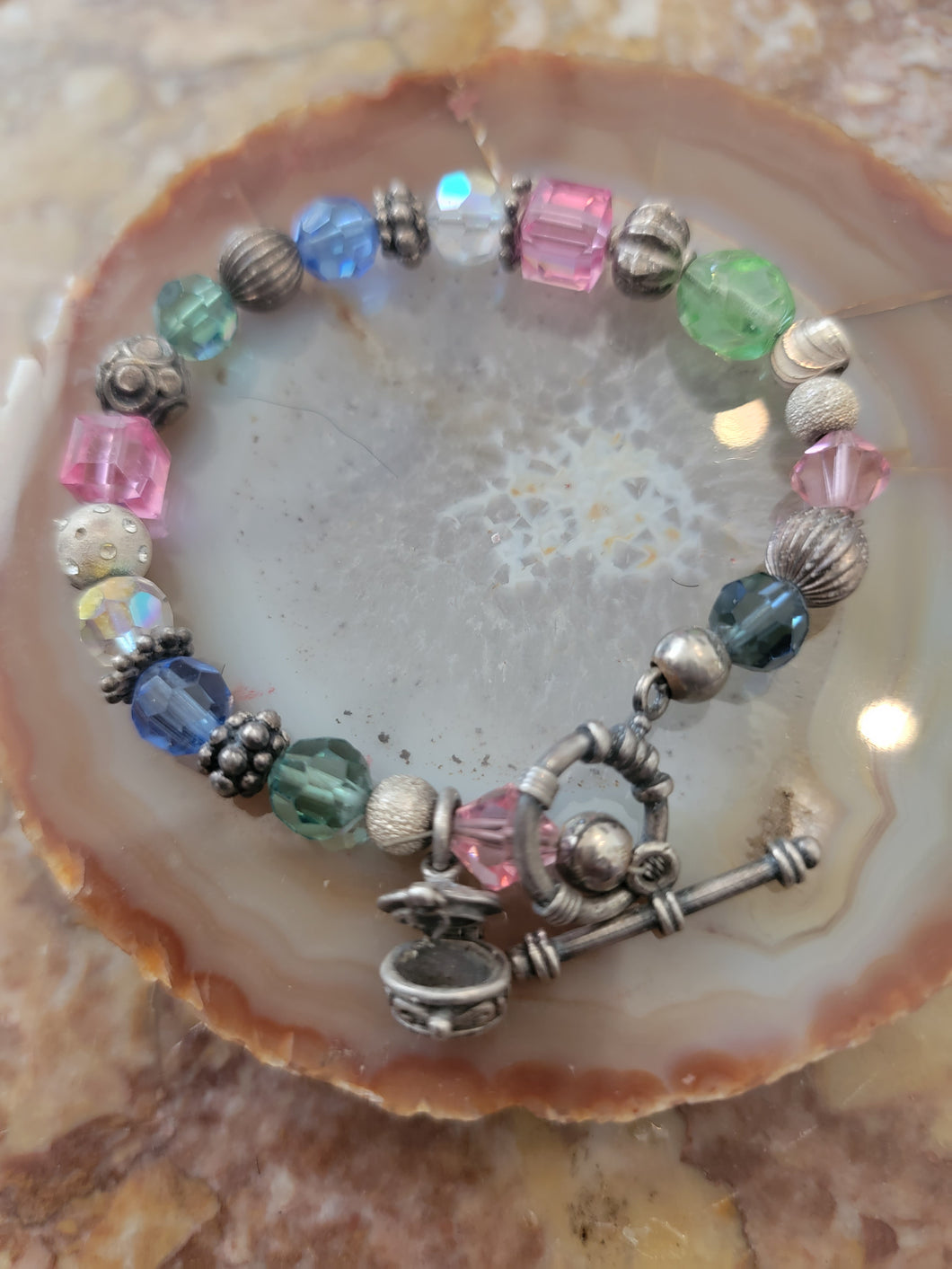 Crystal Bracelet with Sterling Trinket