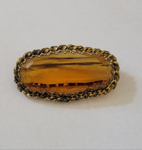 Vintage Amber Glass Brooch