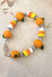 Vintage Glass Pumpkin Bracelet