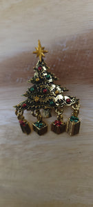 Dangling Presents Tree Brooch