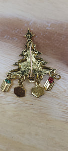 Dangling Presents Tree Brooch