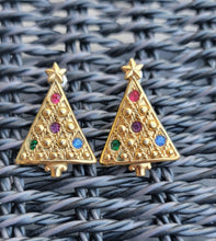 Load image into Gallery viewer, Rhinestone Christmas Tree Earrings
