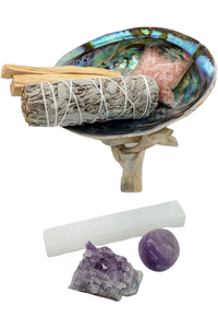 Sage Smudge kit with Amethyst crystals & Selenite