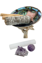 Load image into Gallery viewer, Sage Smudge kit with Amethyst crystals &amp; Selenite
