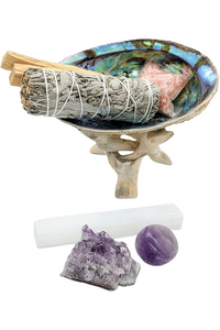 Sage Smudge kit with Amethyst crystals & Selenite