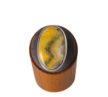 Bumble Bee Jasper Sterling Ring Size 8